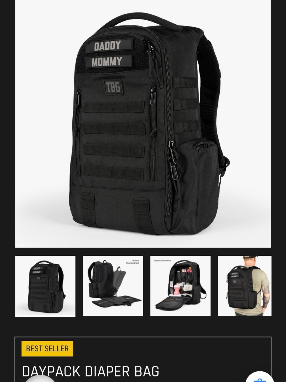 NWOT Black Tactical Baby Gear Daypack Backpack - Multi-Pocket Carry